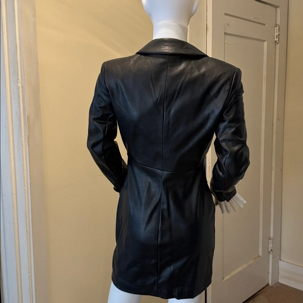 NWT EXPRESS X NEGIN MIRSALEHI BLACK VEGAN LEATHER MINI DRESS - Picture 9 of 9